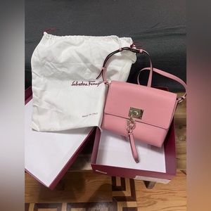 Salvatore Ferragamo The Studio Desert Rose Flap Bag With Box And Dust Bag